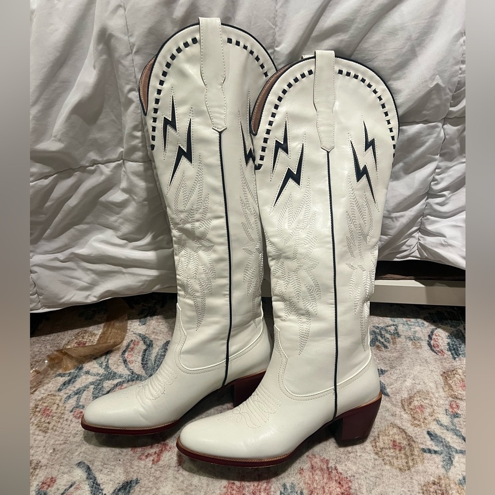 White and Navy Cowgirl Boots